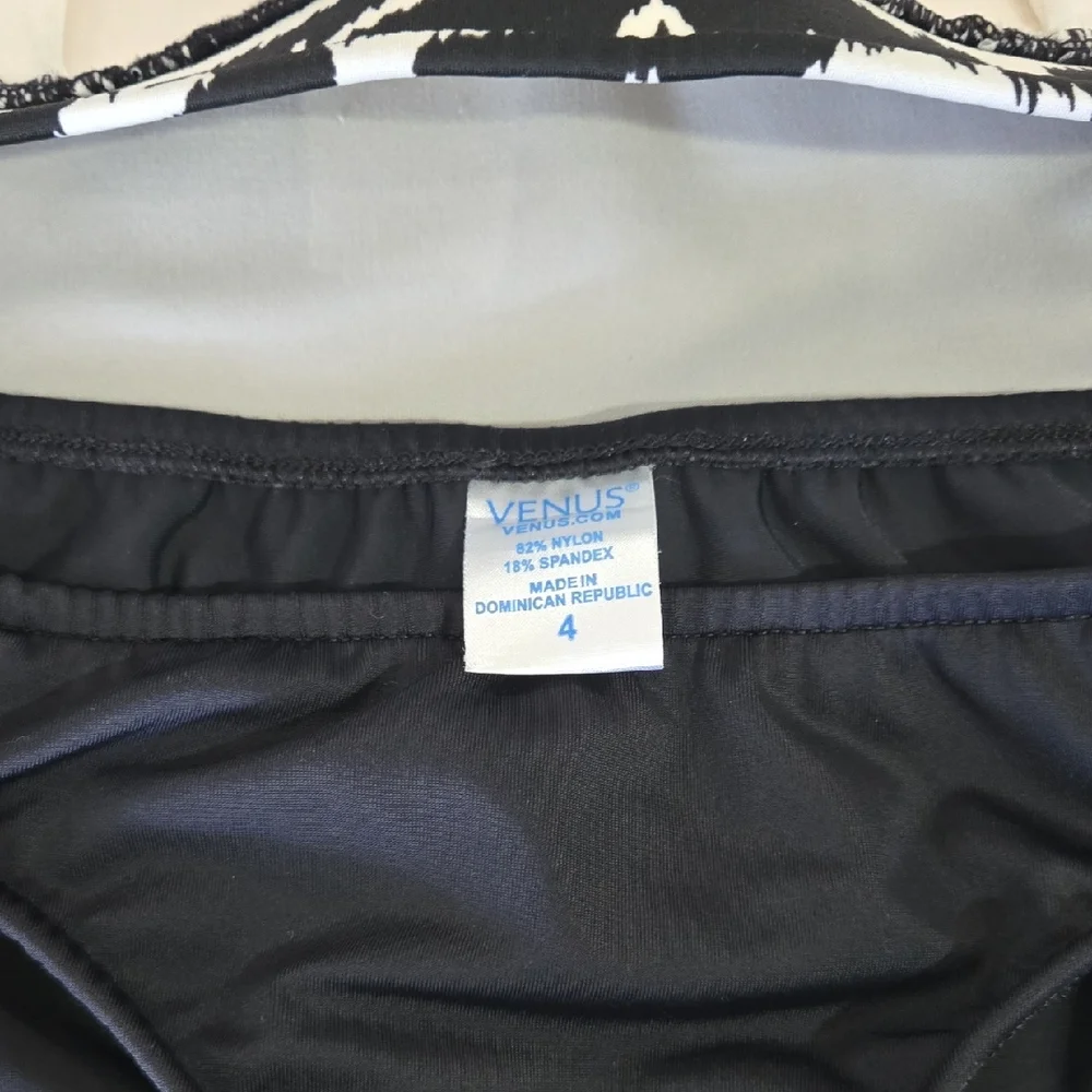 Victoria's Secret Black and White Zebra Bikini Top With Venus Black Bottoms - Picture 4 of 6